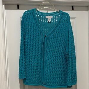 Sag Harbor Turquoise Knit Cardigan